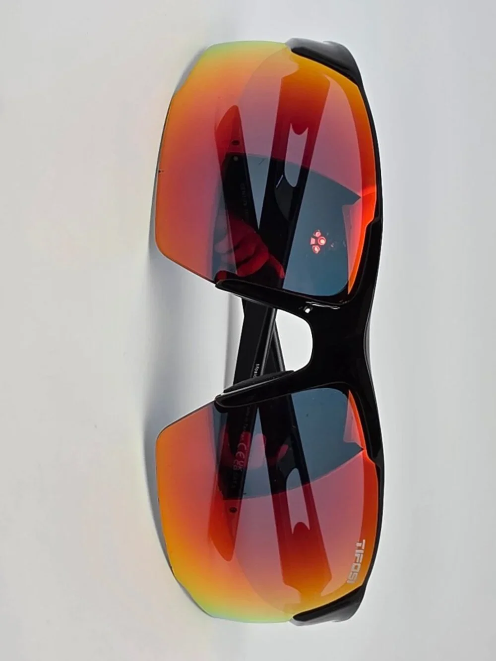 Tifosi Centus Golf Gloss Black Frame Red Mirror Lens Sunglasses w/ Case Taiwan